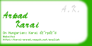arpad karai business card